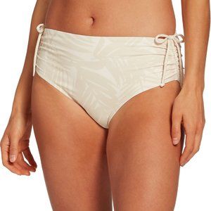 NWT (DEFECT) CALIA Women's Moderate Ruched Swim Bottoms S Birch Palms $35 4HL282